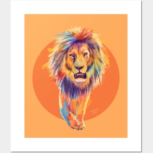 The King, Orange Edition, Colorful Lion Illustration Posters and Art